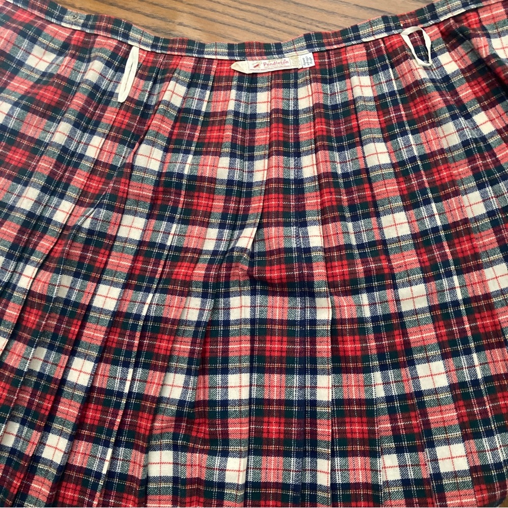 Vintage Young Pendleton Wool Skirt Full Wrap Plaid Pleated XS 26 x 27.5 - Picture 9 of 12
